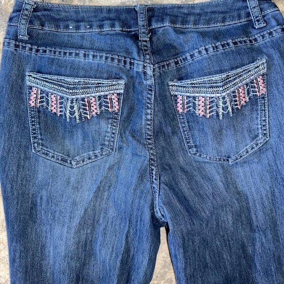 Christopher Banks Petite 4P Women's Straight Leg Jeans Embroidered Pockets - Picture 6 of 11